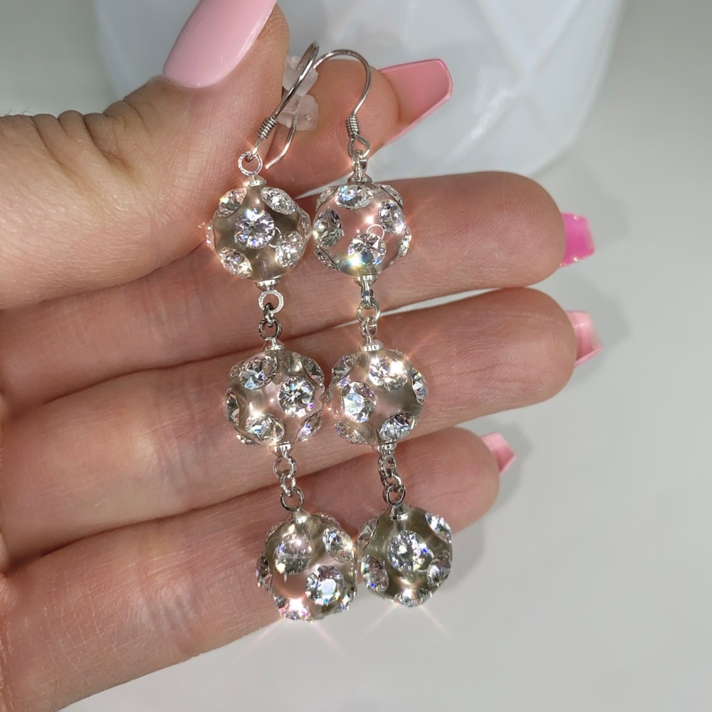 Dangle Ball Drop Crystal Earrings For Women, Acrylic, Bridal Jewelry, Earrings